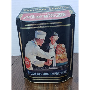 1995 Vintage Coca-Cola Soda Jerk Black and Red Hinged Tin